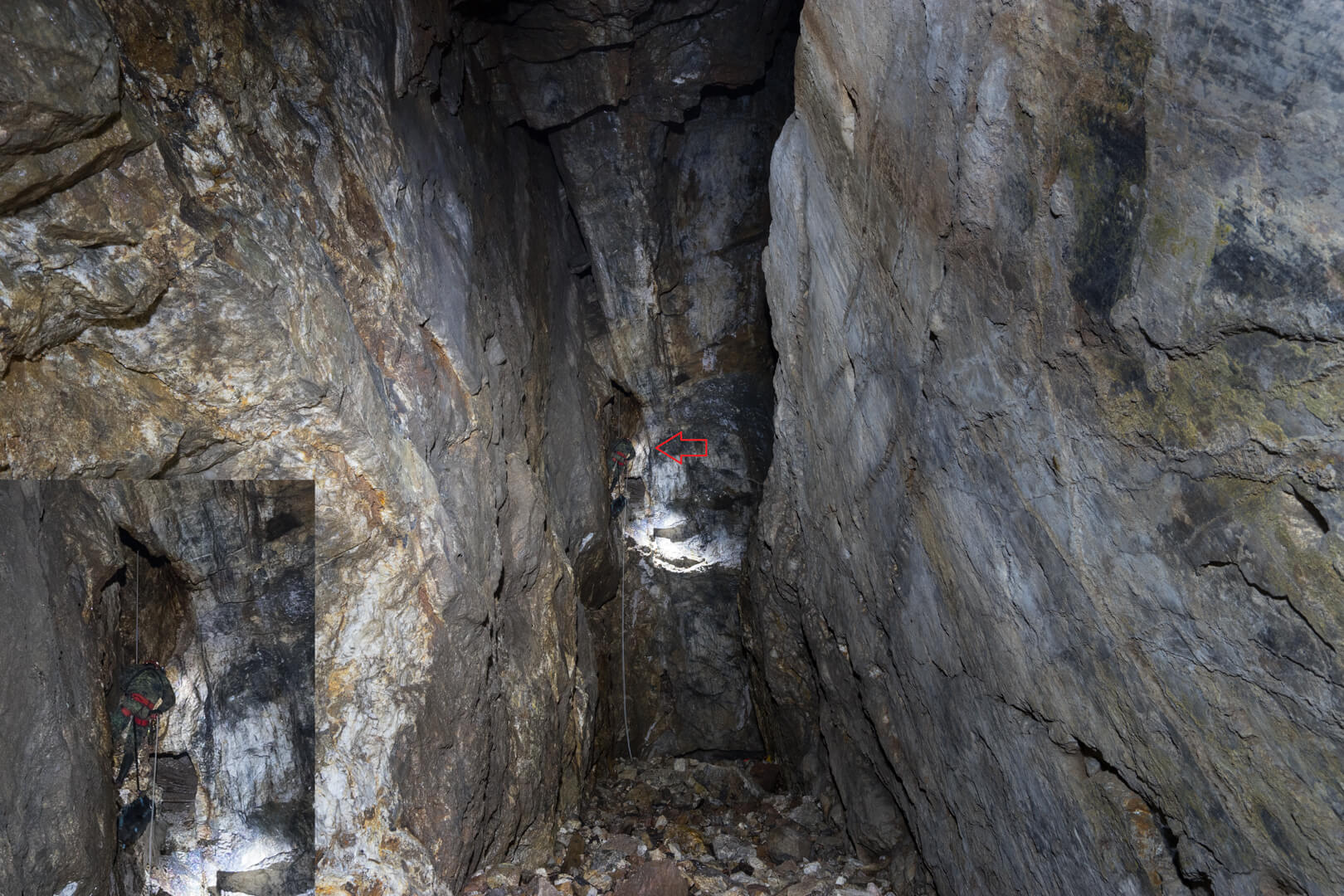 Grube Hausbaden - Badenweiler - Alter Mann Fels - In der riesigen Abbaukammer der Grube